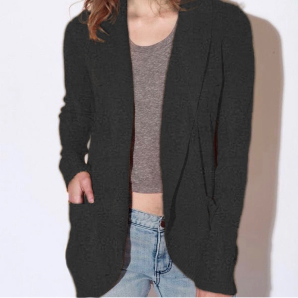 UO Silence + Noise Marled Dark Gray Cocoon Cardigan